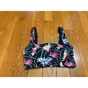 NWOT Roxy women's Black Tropical Floral Square Neck Bikini Swim Top Size S 8